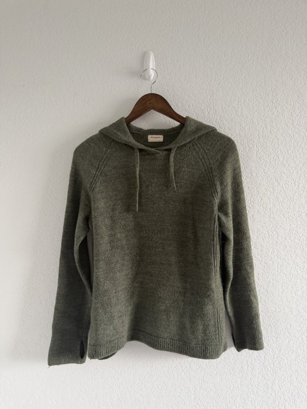 PAKA Hooded Sweater Olive Green Knit L Hoodie Unisex
